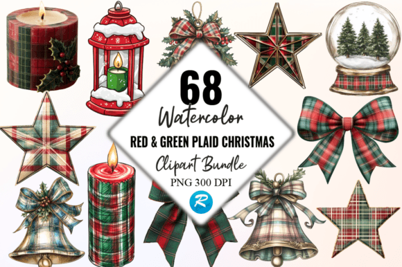 Download Red &amp; Green Plaid Christmas Clipart PNG - Art Collection