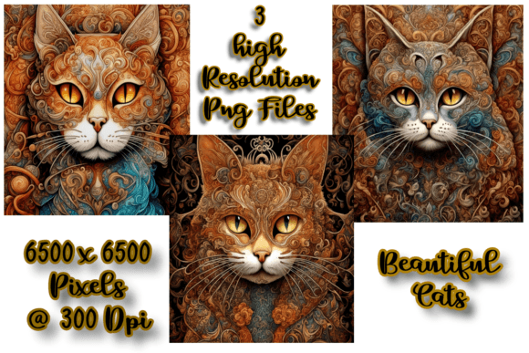 Download Ethereal Cats in Earthy Tones Set of 3 - Art Collection