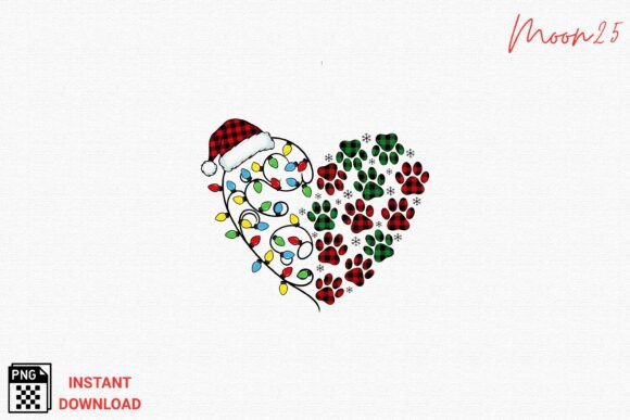 Download Christmas Paw Print Heart Lights Png - Art Collection
