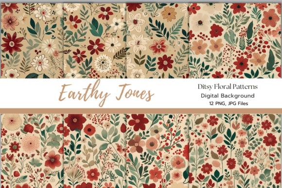 Download Earthy Tones Ditsy Florals Digital Paper - Art Collection
