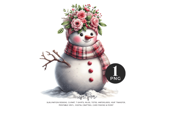 Download Snowman Clipart with Floral Hat PNG - Art Collection