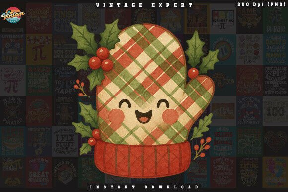 Download Kawaii Plaid Mitten Christmas Clipart - Art Collection