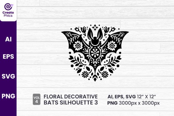Download Floral Decorative Bat Silhouette Clipart - Art Collection