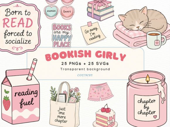 Download Bookish Girly Cliparts, Cute Reading PNG - Art Collection