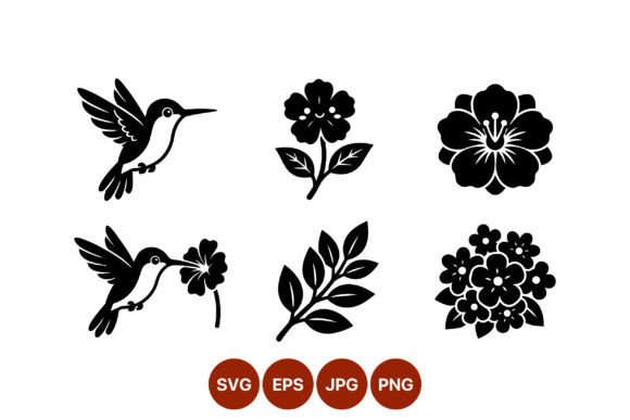 Download Hummingbird and Floral Vector Art Black - Art Collection
