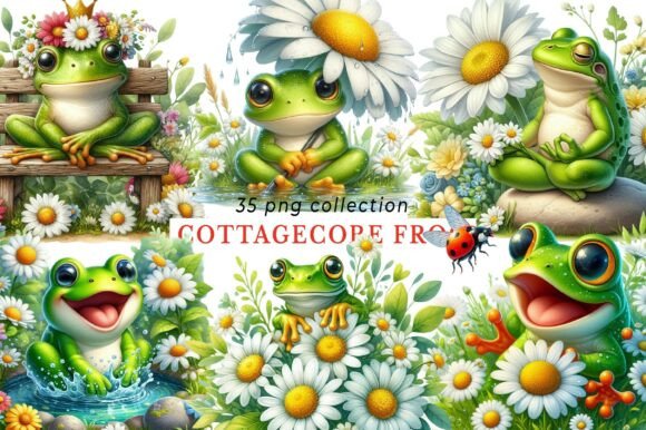 Download Watercolor Cottagecore Frog Garden PNG - Cottagecore Collection