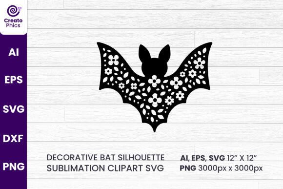 Download Floral Decorative Bat Silhouette Clipart - Art Collection