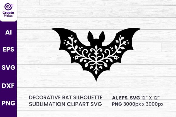 Download Floral Decorative Bat Silhouette Clipart - Art Collection
