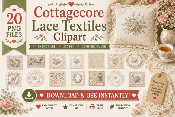 Download Cottagecore Lace Textiles Clipart - Art Collection