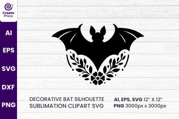 Download Floral Decorative Bat Silhouette Clipart - Art Collection