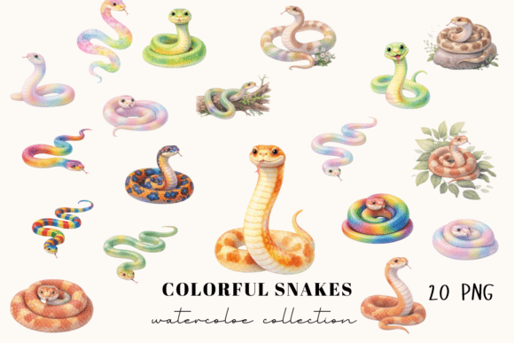 Download Colorful Snake Watercolor Clipart - Art Collection