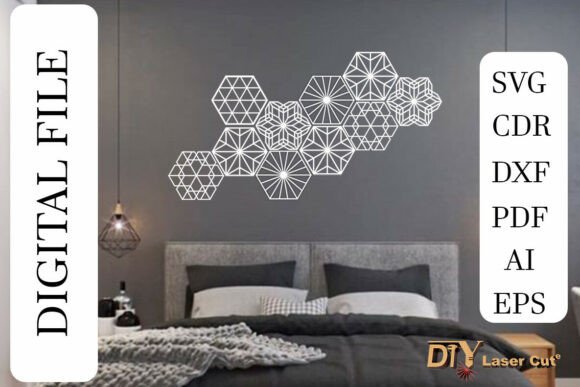 Download Geometric Hexagon Wall Art Set of 5 Pcs - Art Collection