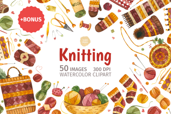 Download Watercolor Knitting and Crochet Clipart - Art Collection