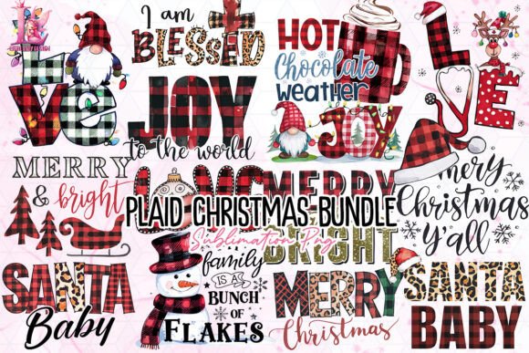 Download Plaid Christmas Bundle Clipart PNG - Art Collection