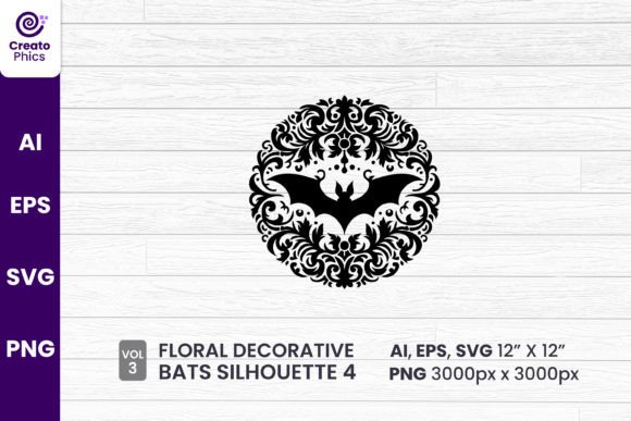 Download Floral Decorative Bat Silhouette Clipart - Art Collection