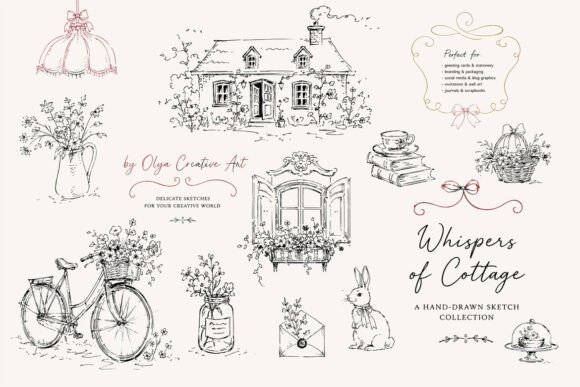Download Whimsical Cottagecore Vintage Sketch - Cottagecore Collection