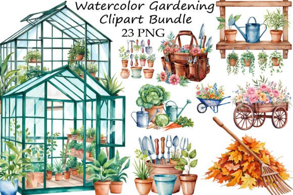 Download Watercolor Gardening Clipart Bundle - Art Collection