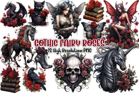 Download Gothic Fairy Roses Sublimation Clipart - Art Collection