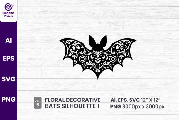 Download Floral Decorative Bat Silhouette Clipart - Art Collection