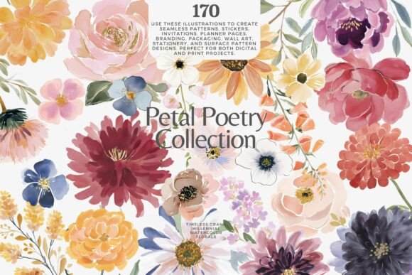 Download Romantic Watercolor Floral Clipart Bundl - Art Collection