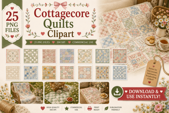 Download Watercolor Cottagecore Quilts Clipart - Art Collection