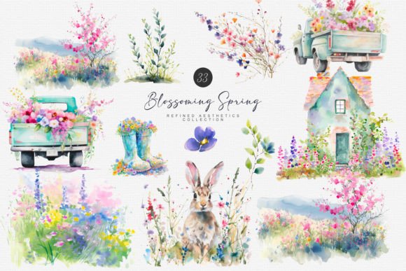 Download Watercolor Spring Scenery Clipart - Art Collection