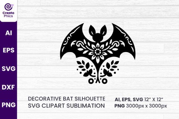Download Floral Decorative Bat Silhouette Clipart - Art Collection