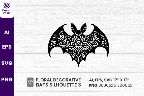 Download Floral Decorative Bat Silhouette Clipart - Art Collection