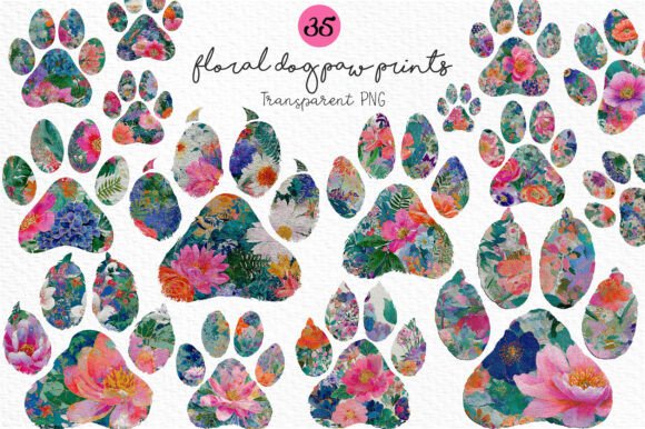 Download Floral Dog Paw Prints Clipart PNG - Art Collection