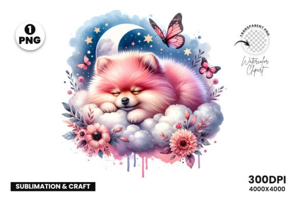 Download Watercolor Dog Butterfly Cloud Clipart - Art Collection