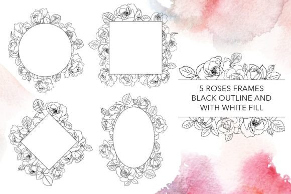Download Line Art Roses Frames, Frame with Roses - Art Collection