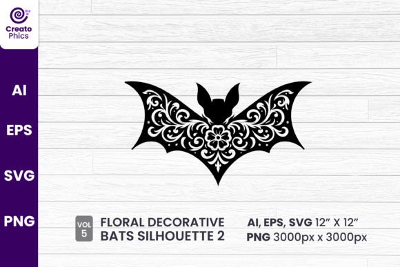 Download Floral Decorative Bat Silhouette Clipart - Art Collection