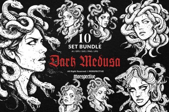 Download 10 Bundle Dark Art Medusa Women Snake - Art Collection
