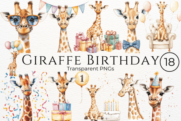 Download Giraffe Birthday Watercolor Clipart - Art Collection
