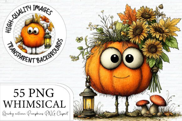 Download Quirky Autumn Pumpkins PNG Clipart - Art Collection