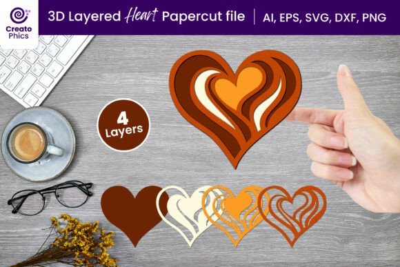 Download 3D Layered Love Heart Paper, Laser Cut - Art Collection