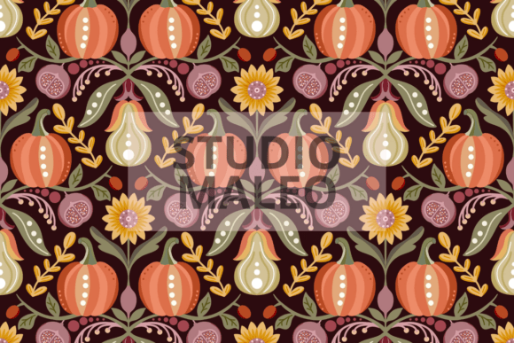 Download Folk Autumn Harvest Pumpkins Pattern - Pumpkins Collection