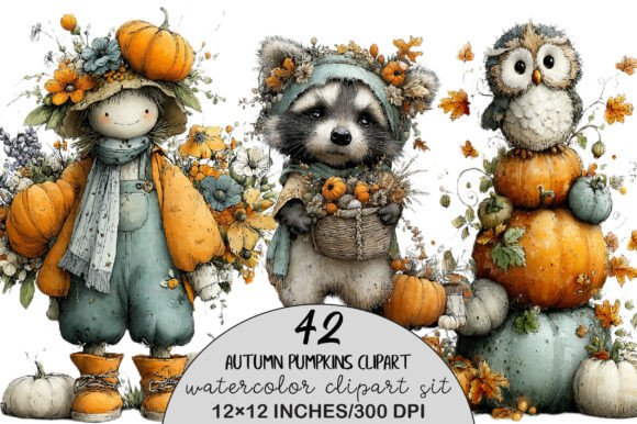 Download Watercolor Autumn Pumpkins Clipart - Art Collection