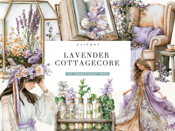 Download Lavender Cottagecore Clipart Bundle - Art Collection