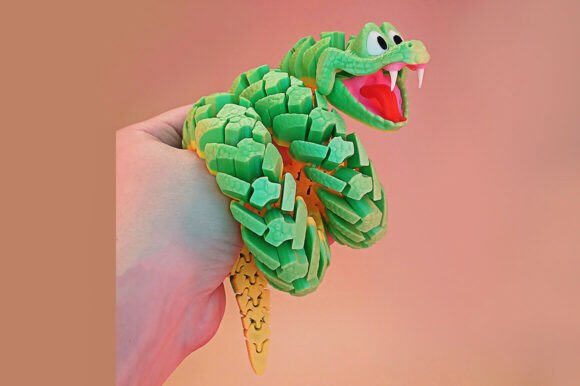 Download Articulated Snake Flexible 3D Print Toy - Art Collection