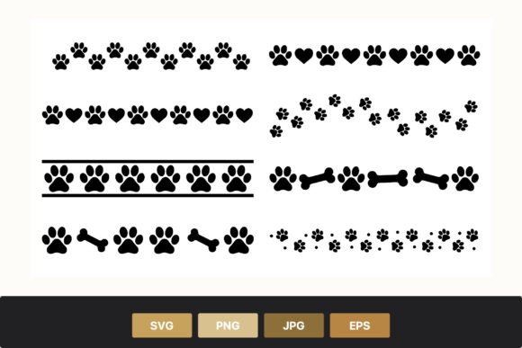 Download Paw Prints Hearts Bones Seamless Borders - Art Collection