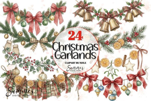 Download Christmas Garland Decorations Clipart - Art Collection