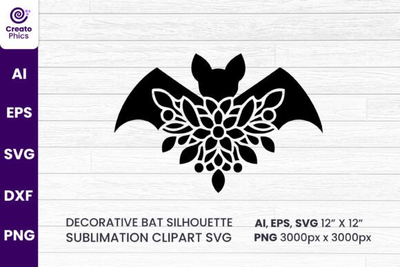 Download Floral Decorative Bat Silhouette Clipart - Art Collection