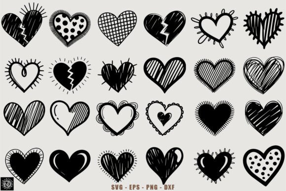 Download 35 Hand-Drawn Doodle Heart SVG Bundle - Art Collection