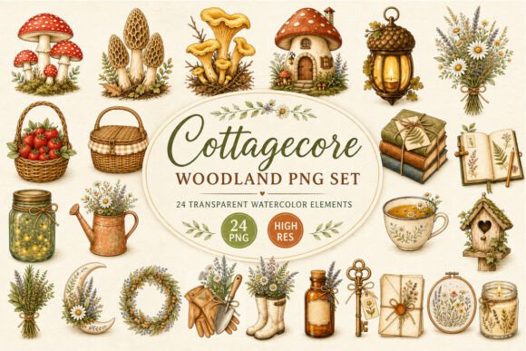 Download Cottagecore Woodland Clipart PNG - Premium Resources