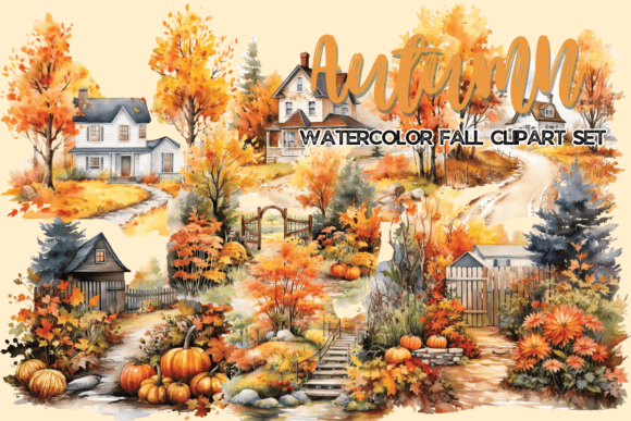 Download Watercolor Fall Scenery Clipart - Art Collection
