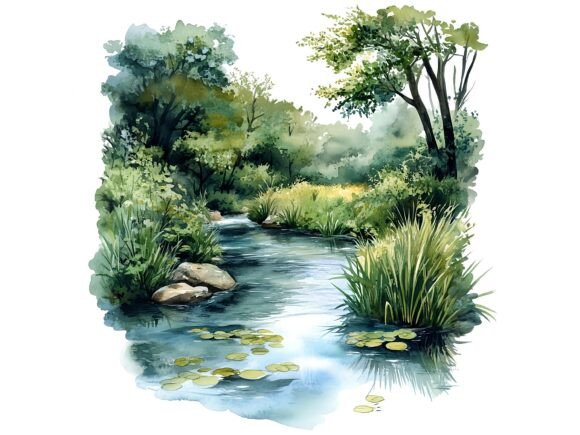 Download 10 Riverside Nature Scenery Clipart Set - Art Collection