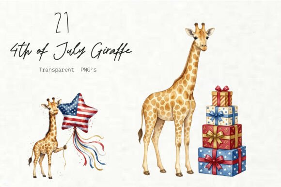 Download Watercolor 4th of July Giraffe Clipart - Art Collection