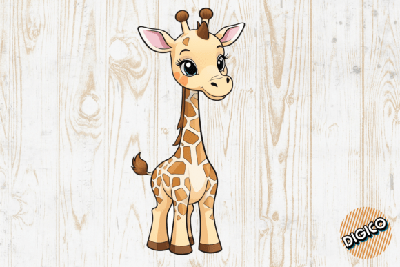 Download Adorable Cartoon Baby Giraffe - Art Collection