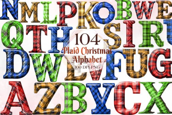 Download Plaid Christmas Alphabet Clipart Bundle - Art Collection